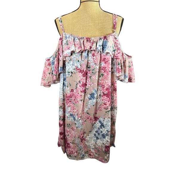 Vacay Womens Cold Off Shoulder Dress Size 1X Floral Ruffle Lightweight Cruise - Picture 1 of 10